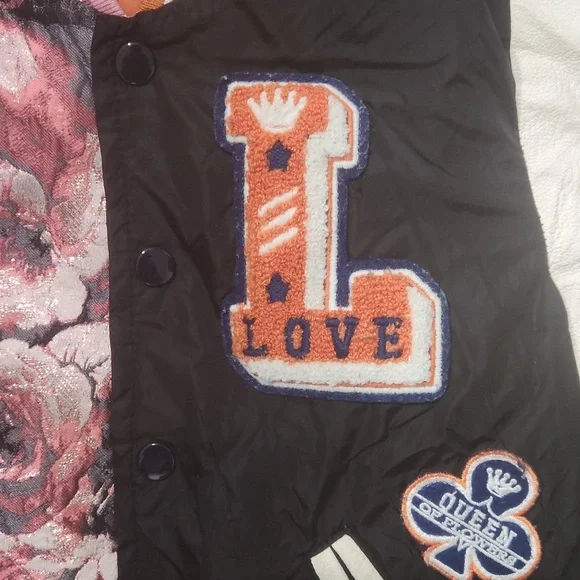 Floral and Black with Leather Sleeve Kids Jacket Size 3 - Picture 4 of 13